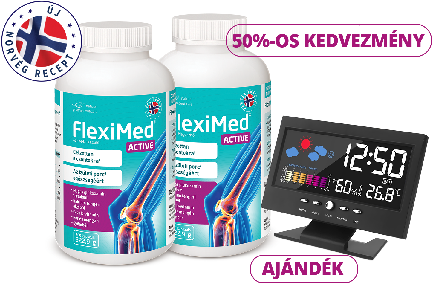 FlexiMed® Active éves készlet multifunkciós meteorológiai állomás ajándékkal